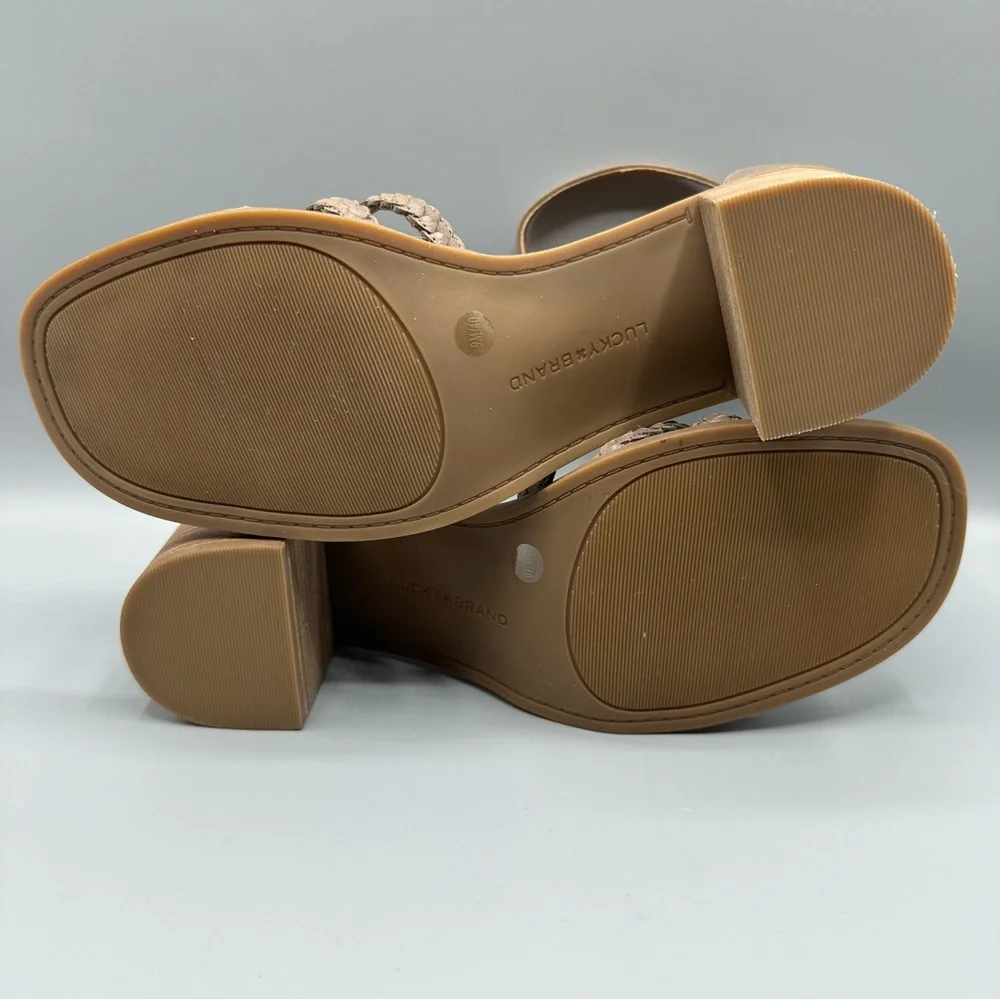 Lucky Brand Leather Ankle Strap Heeled Sandal Women’s Size 9M Brown